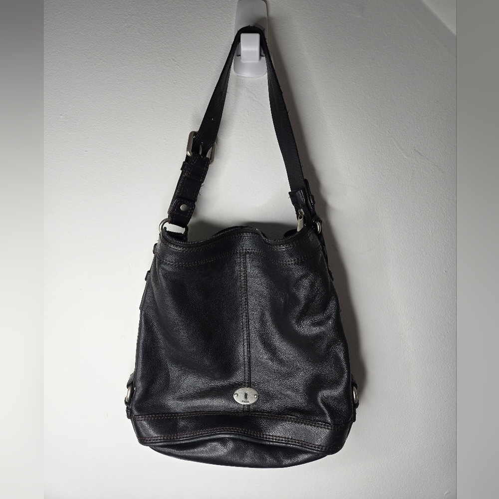 Fossil Black Leather Shoulder Bag